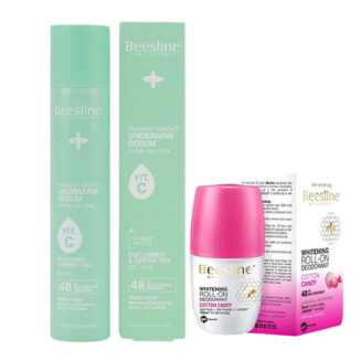 Beesline Underarm Serum Cucumber And Green Tea And Whitening Deodorant Cotton Candy Package