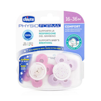 Chicco Soother Glow In The Dark Pink 16-36M