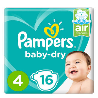 Pampers Baby-Dry Diapers, Size 4, Maxi, 9-14kg, 16 Diapers