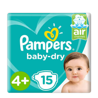 Pampers Diapers Size (4+) 10-15 Kg, 15 Diapers